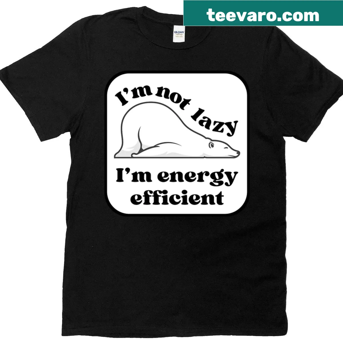 Silhouette of a polar bear in black and white — on a men's t-shirt