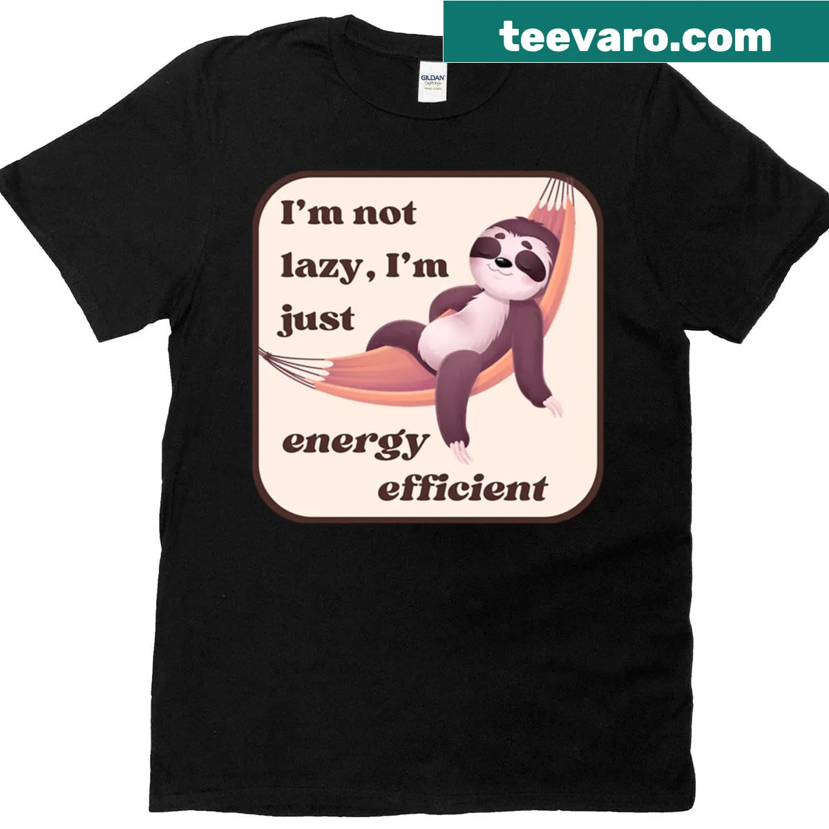 Cute efficient sloth graphic on a t-shirt — on a men's t-shirt