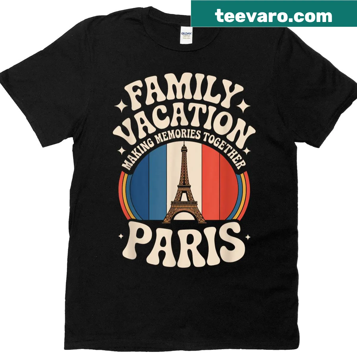 Vintage-style t-shirt with Eiffel Tower illustration for travel lovers — on a men's t-shirt