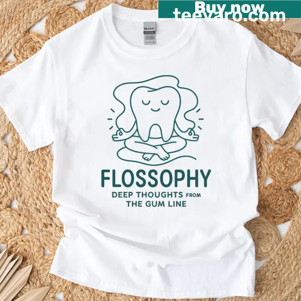 Hand-lettered graphic promoting dental health on t-shirt