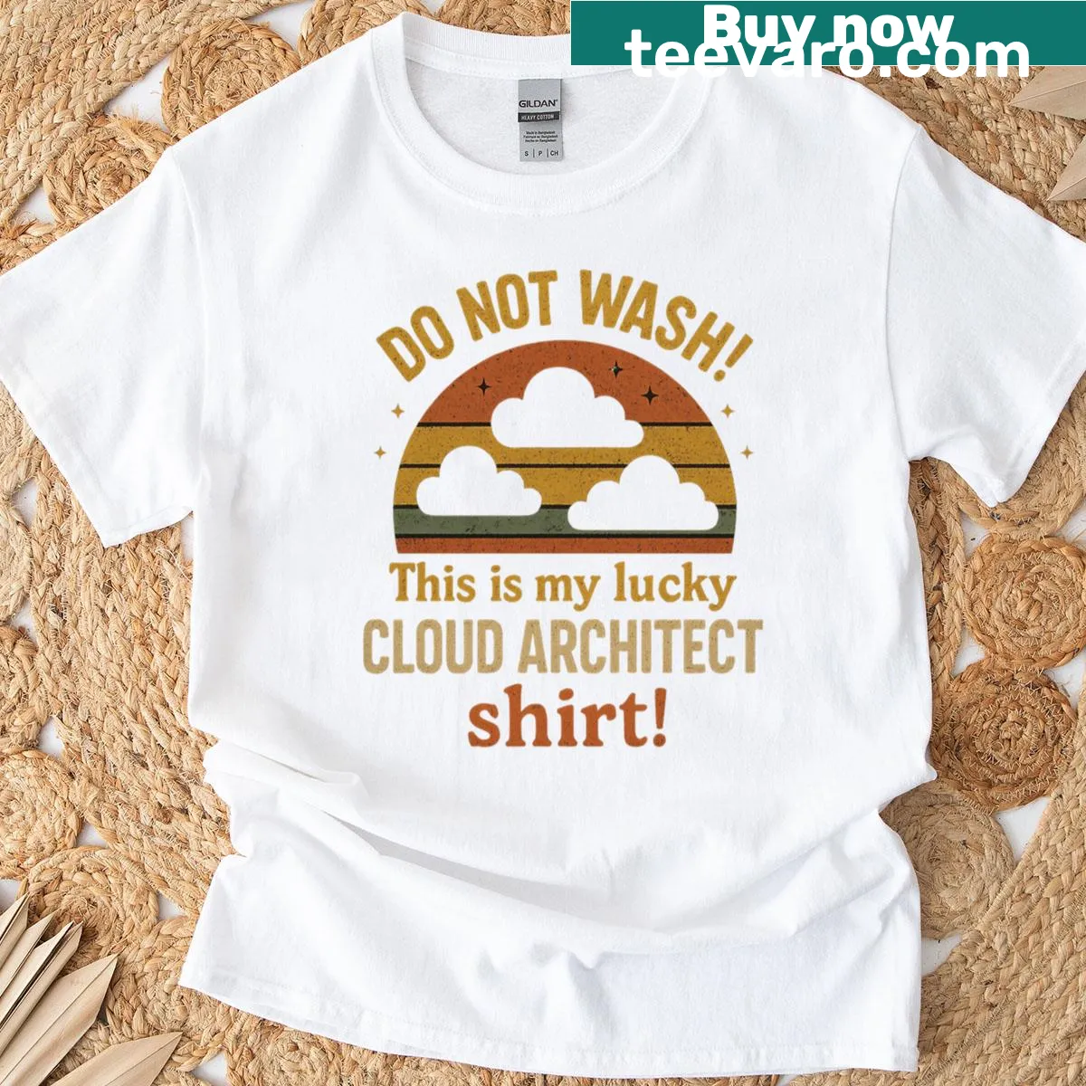 Witty cloud architect quote t-shirt for tech enthusiasts — on a men's t-shirt