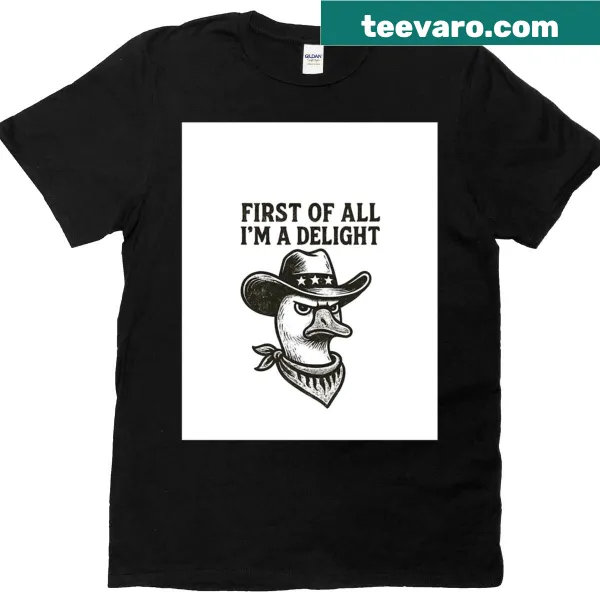 Graphic t-shirt featuring a cowboy goose with humorous text