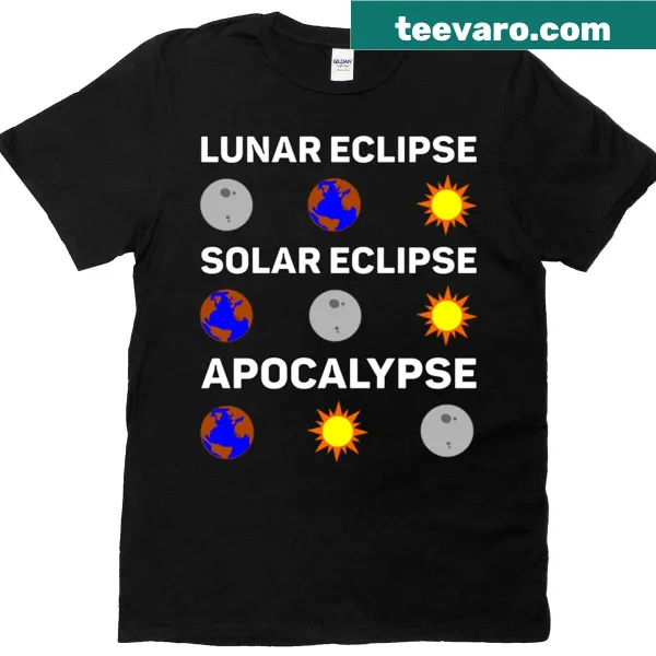 Oversized T-shirt with a humorous eclipse graphic featuring Earth, Moon, and Sun