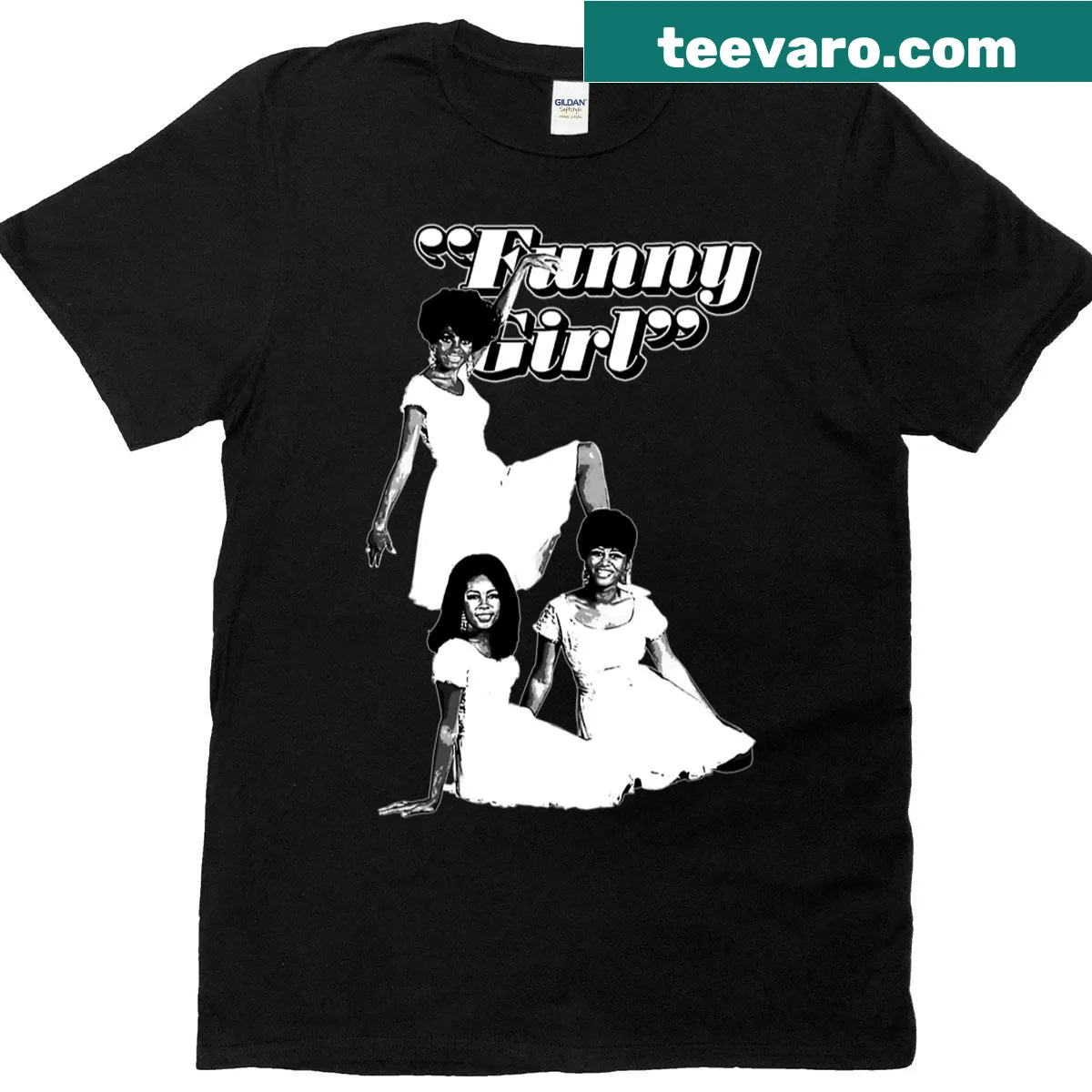 Funny Girl 1968 graphic t-shirt with bold typography — on a men's t-shirt