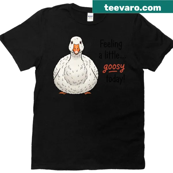 Adorable goose with pun text on a cute oversized t-shirt