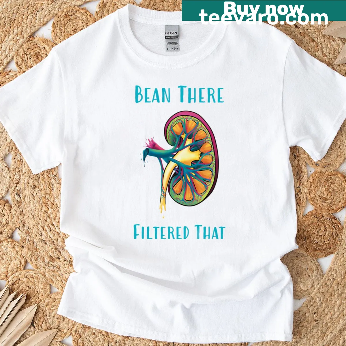 Humorous nephrology-themed kidney design on t-shirt — on a men's t-shirt