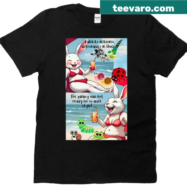 Playful illustration of funny rabbits on T-shirt
