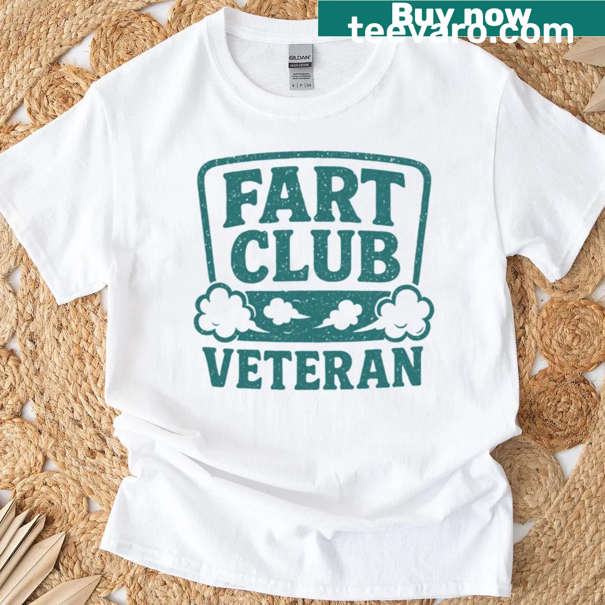 Funny retro Fart Club veteran graphic t-shirt for men — on a men's t-shirt