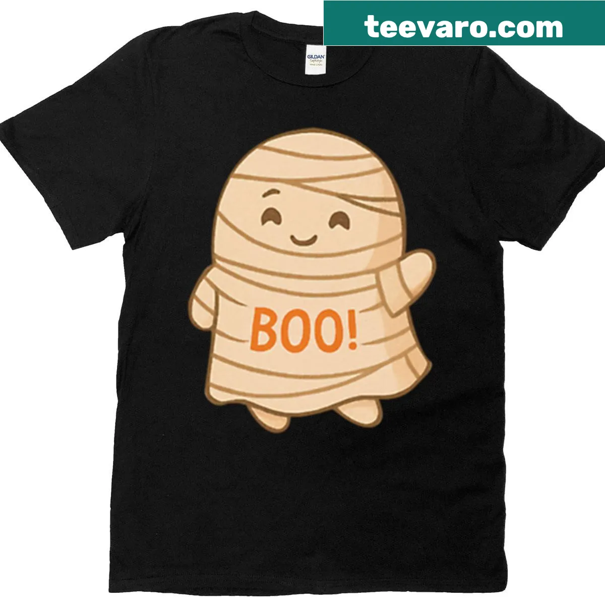 Graphic t-shirt featuring a ghost for Halloween — on a men's t-shirt