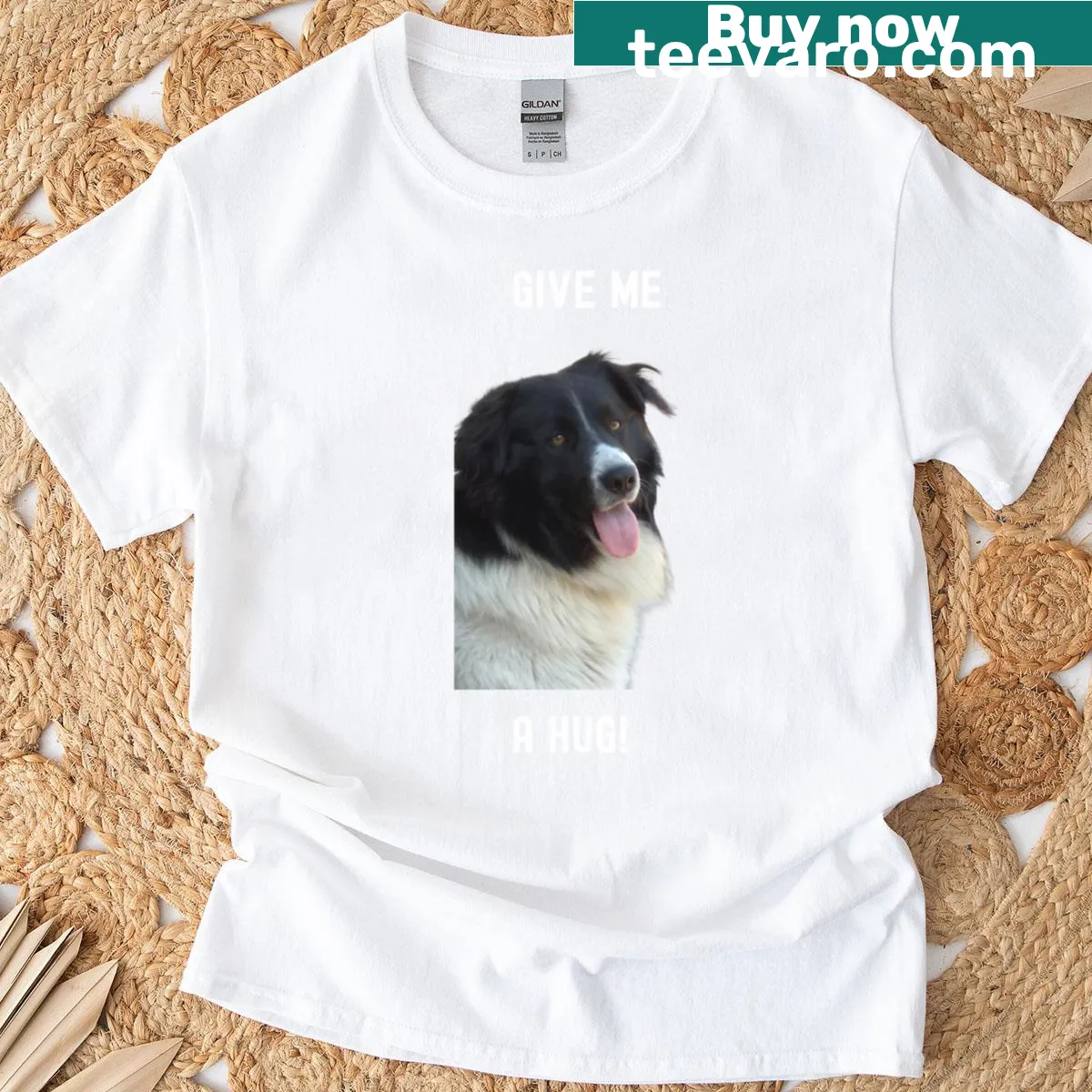 Oversized T-shirt inviting hugs, designed for dog lovers — on a men's t-shirt