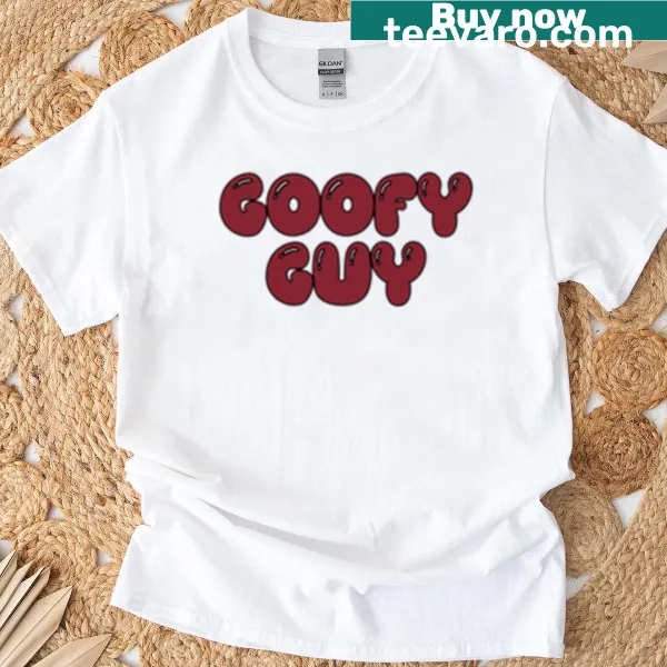 Goofy text t-shirt for men in dark red