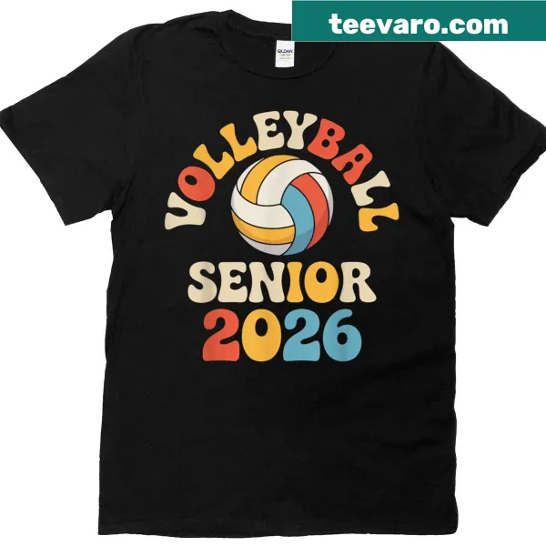 Groovy retro volleyball t-shirt for Class Of 2026 Senior Night