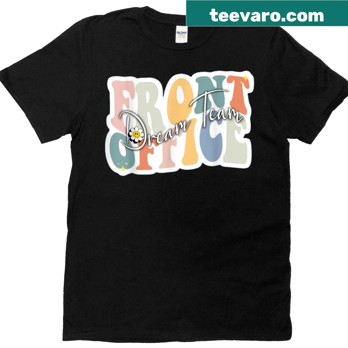 Cheerful back-to-school t-shirt for front office squad — on a men's t-shirt