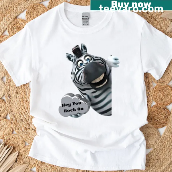 Illustration of a zebra with the phrase Even Zebras Rock on a t-shirt
