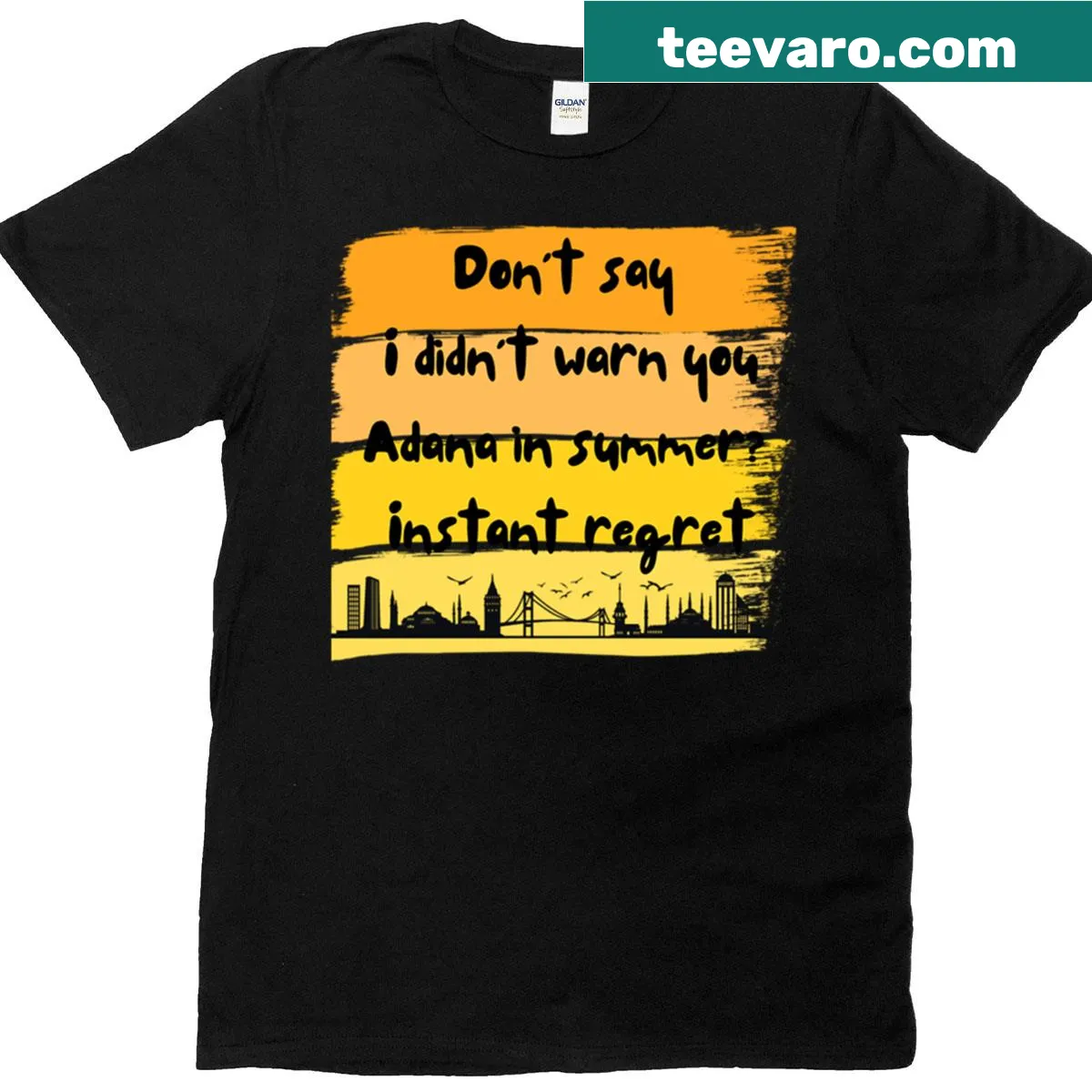 Playful t-shirt featuring Hot Adana Vibes graphic — on a men's t-shirt