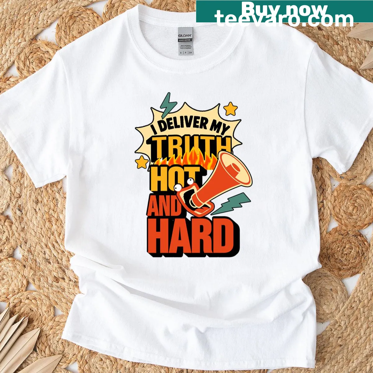 Bold quote T-shirt featuring Stephen Colbert's quote — on a men's t-shirt