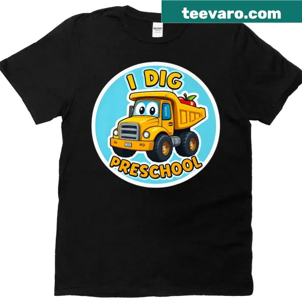 Cartoon truck design on a back-to-school t-shirt for kids