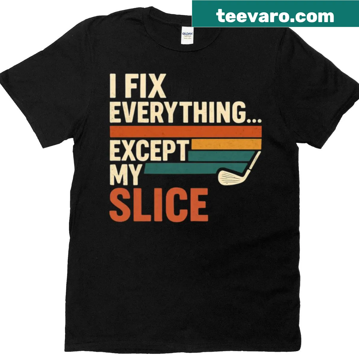 Funny golf dad t-shirt with retro design and humorous text — on a men's t-shirt