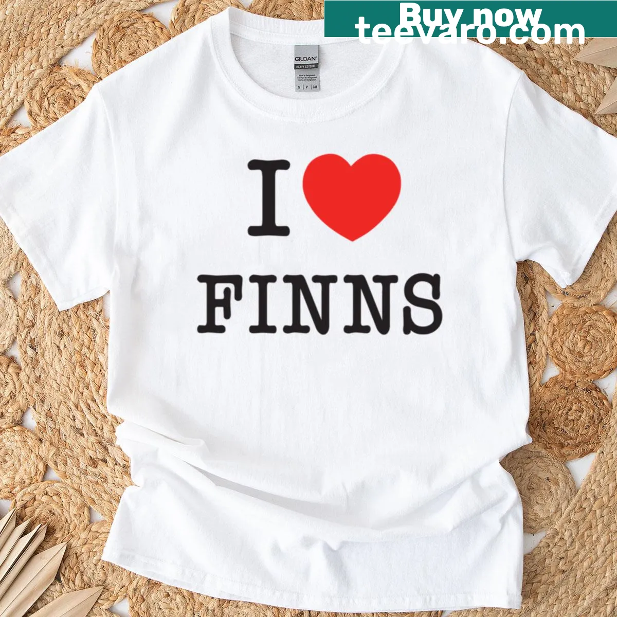 Minimal typography design celebrating Finnish pride — on a men's t-shirt