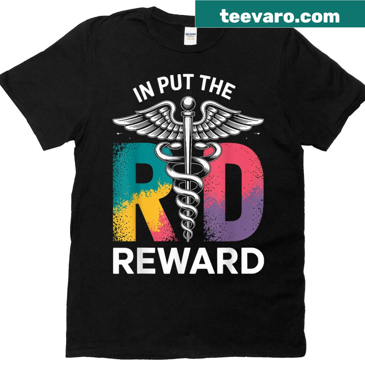 Graphic t-shirt with humorous nutritionist saying — on a men's t-shirt