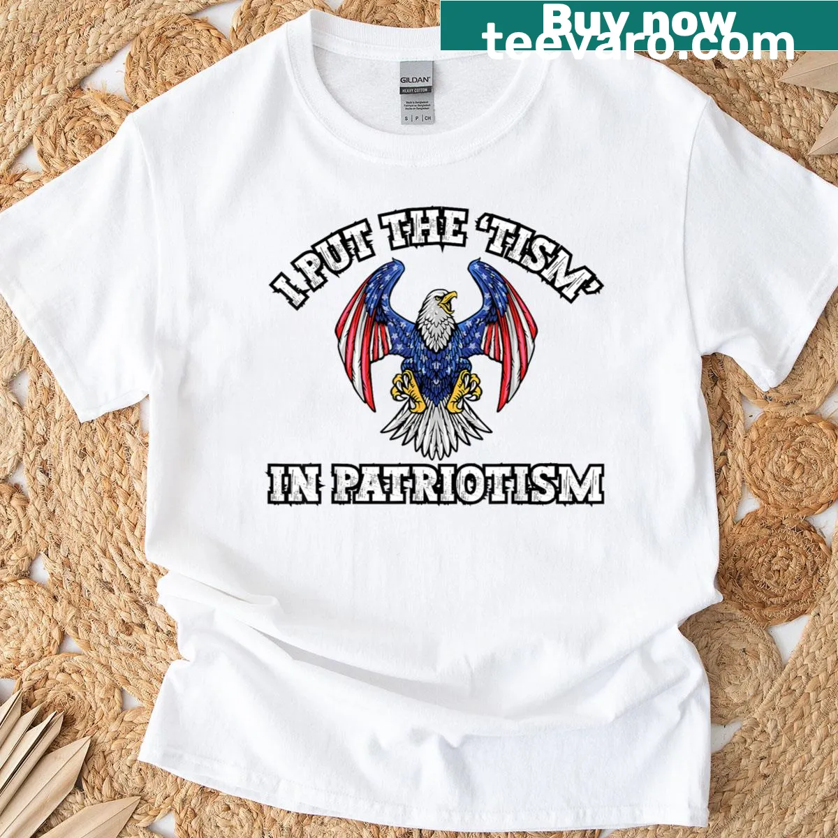 Playful t-shirt with text about patriotism — on a men's t-shirt