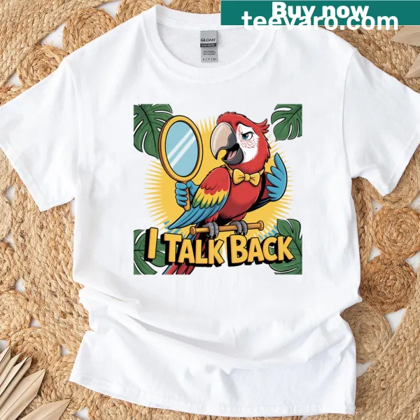 Cartoon parrot graphic with a sassy saying