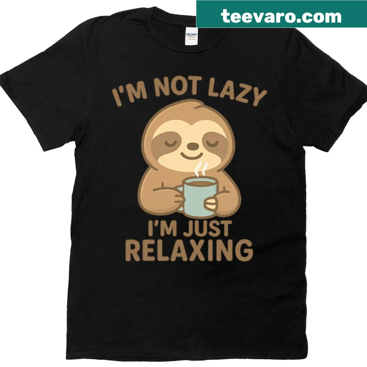 Cute sloth t-shirt with coffee quote — on a men's t-shirt