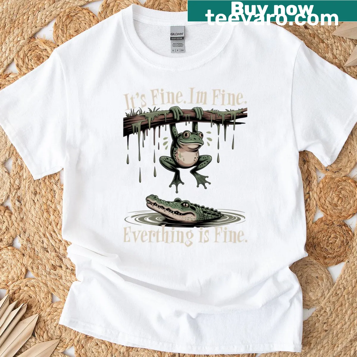 Sarcastic saying t-shirt: It's Fine, I'm Fine, Everything Is Fine — on a men's t-shirt