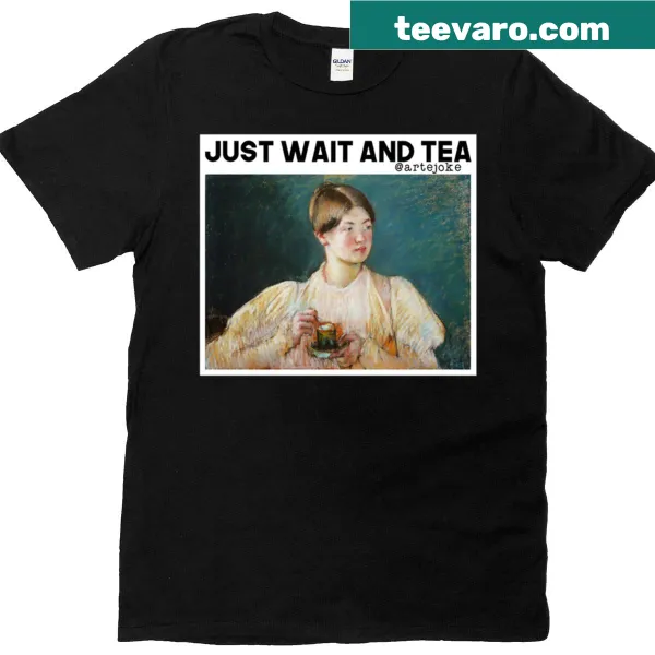 Oversized T-shirt with a humorous tea-related text design.
