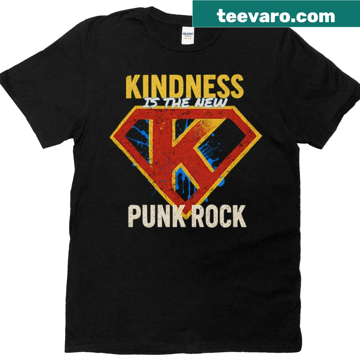 Oversized t-shirt featuring the phrase 'Kindness Is The New Punk Rock' — on a men's t-shirt