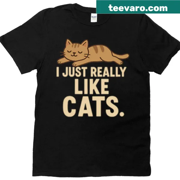 Casual T-shirt with a relaxed cat-themed text design for cat lovers.