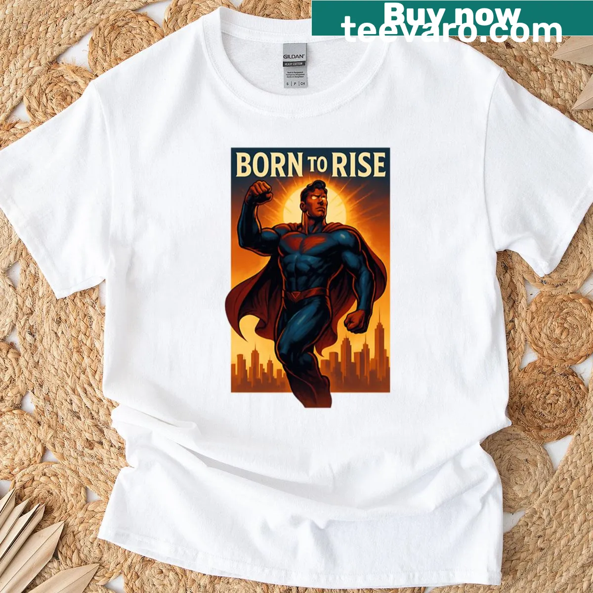 Heroic design t-shirt with a figure symbolizing hope and strength — on a men's t-shirt