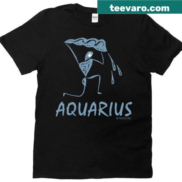 Aquarius zodiac T-shirt featuring design with zodiac symbol and text