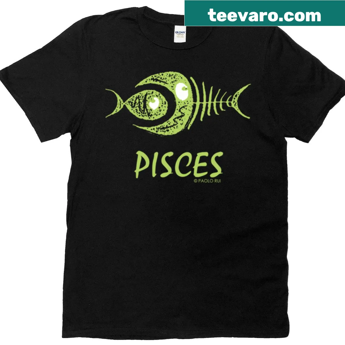 Zodiac t-shirt featuring the Pisces symbol and whimsical design — on a men's t-shirt