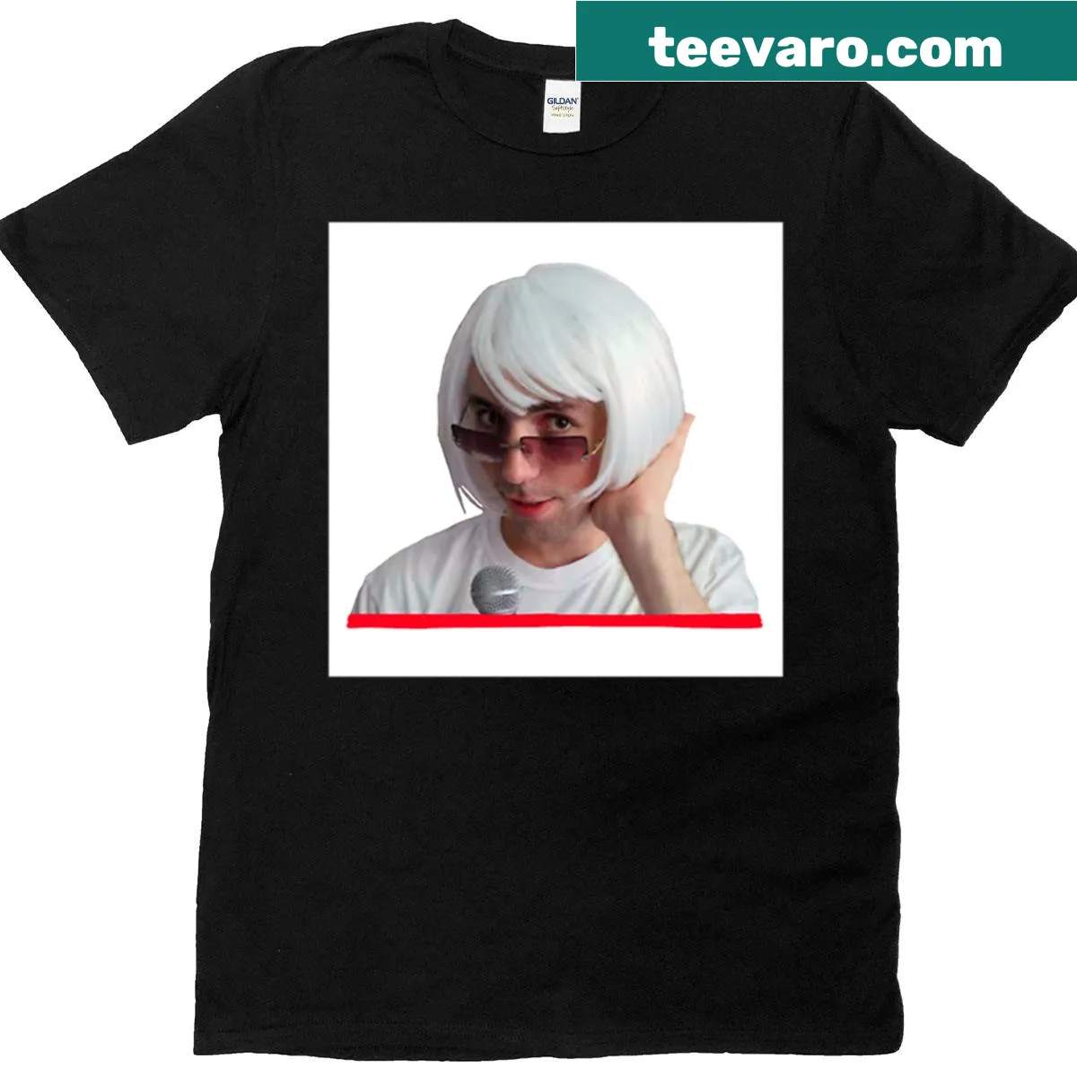 T-shirt with a playful graphic celebrating music and performances — on a men's t-shirt