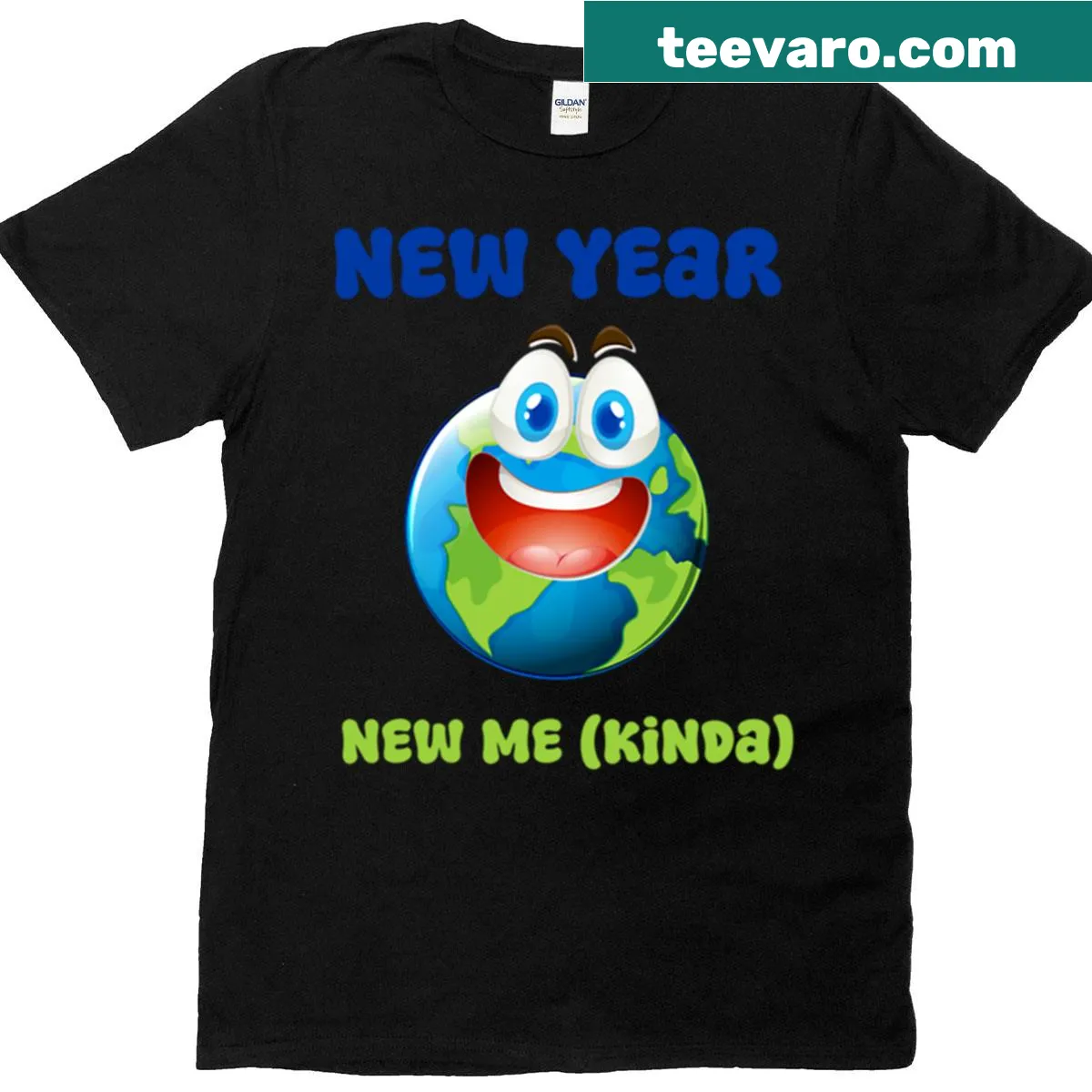 T-shirt with the text 'New Year New Me Kinda' for the new year — on a men's t-shirt