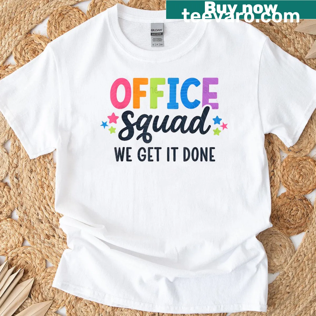 T-shirt with the phrase Office Squad We Get It Done for students — on a men's t-shirt