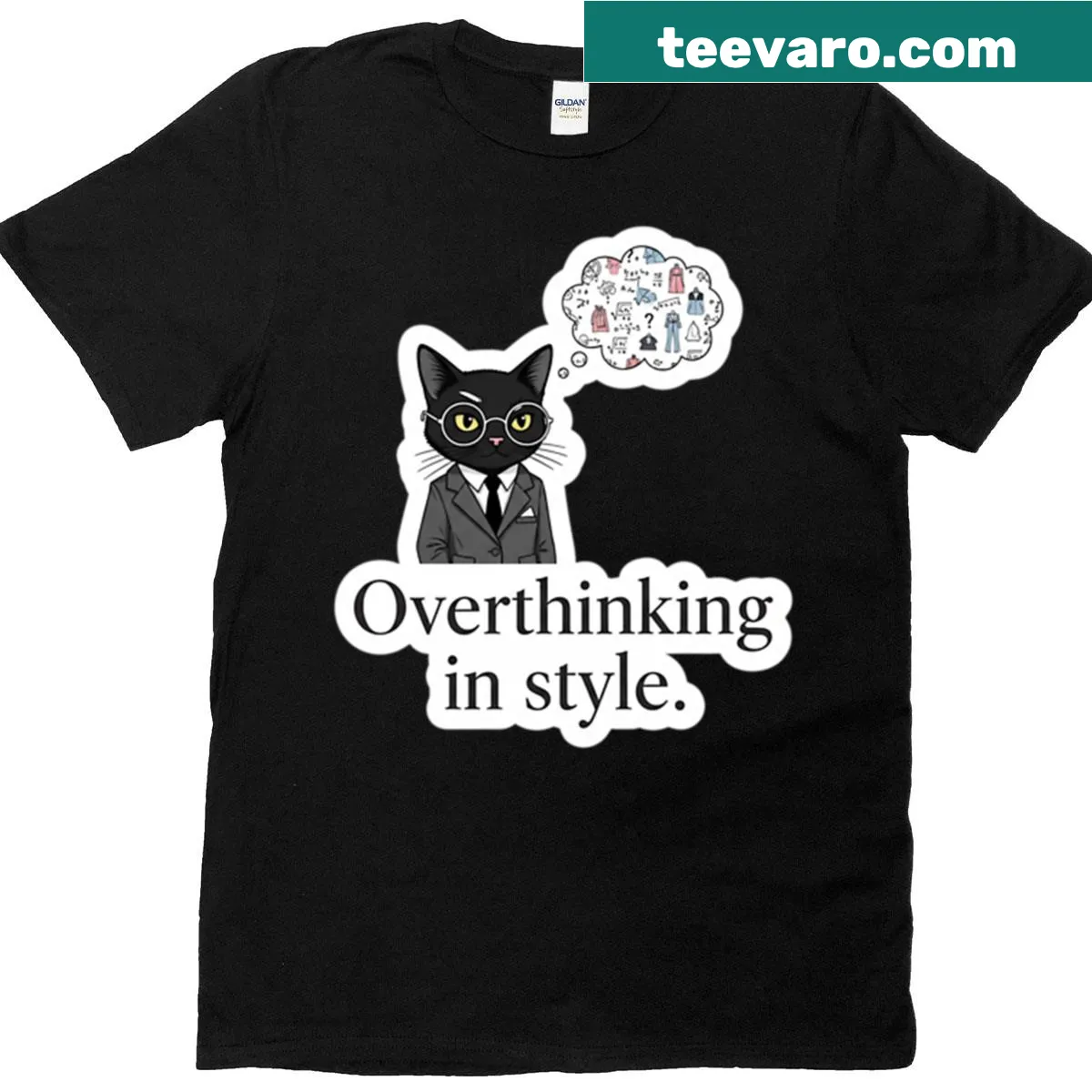 Adorable cat sticker design on a back-to-school T-shirt — on a men's t-shirt