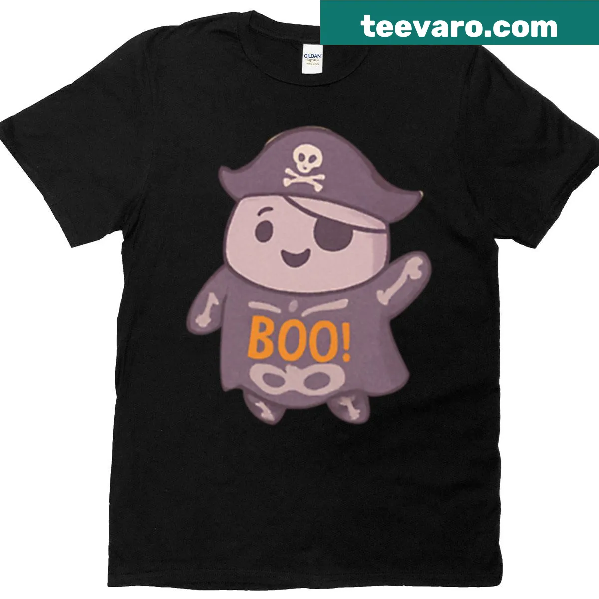 Oversized t-shirt featuring a ghostly pirate graphic — on a men's t-shirt