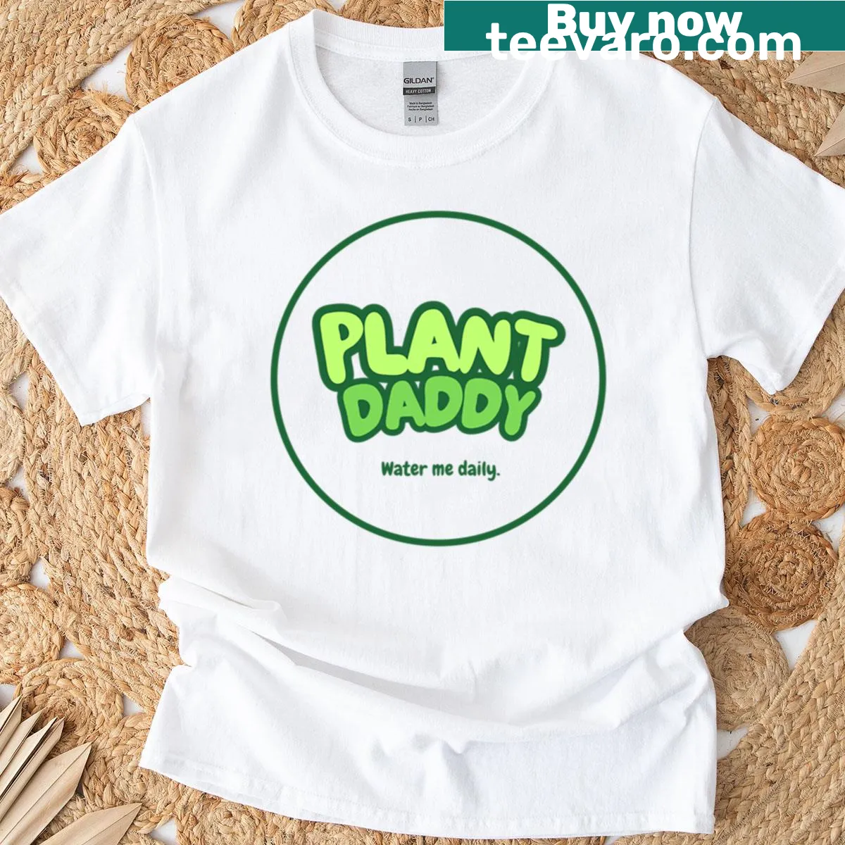 Funny 'Plan Daddy' graphic on eco and vegan humor T-shirt — on a men's t-shirt