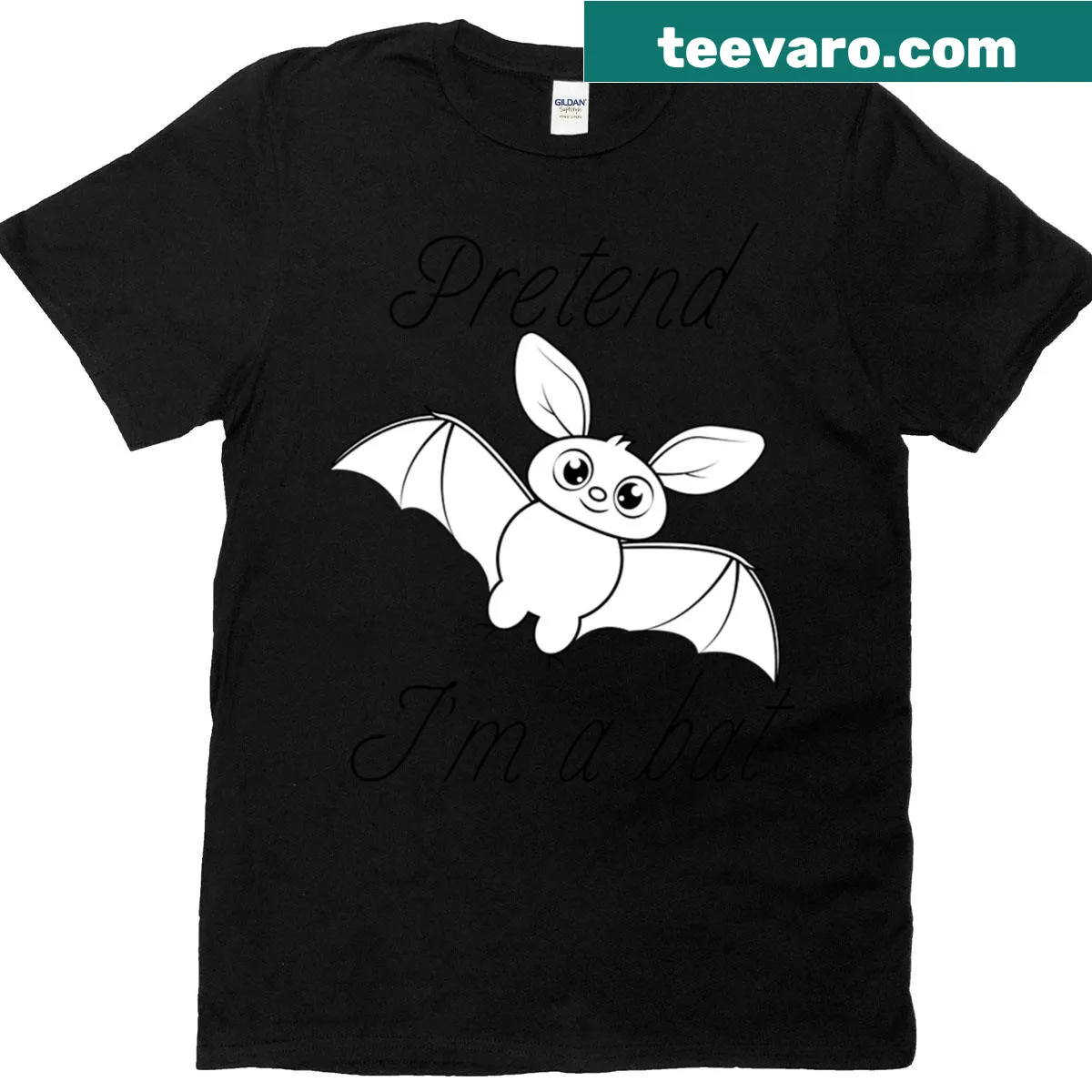 Oversized T-shirt with a playful bat costume graphic — on a men's t-shirt