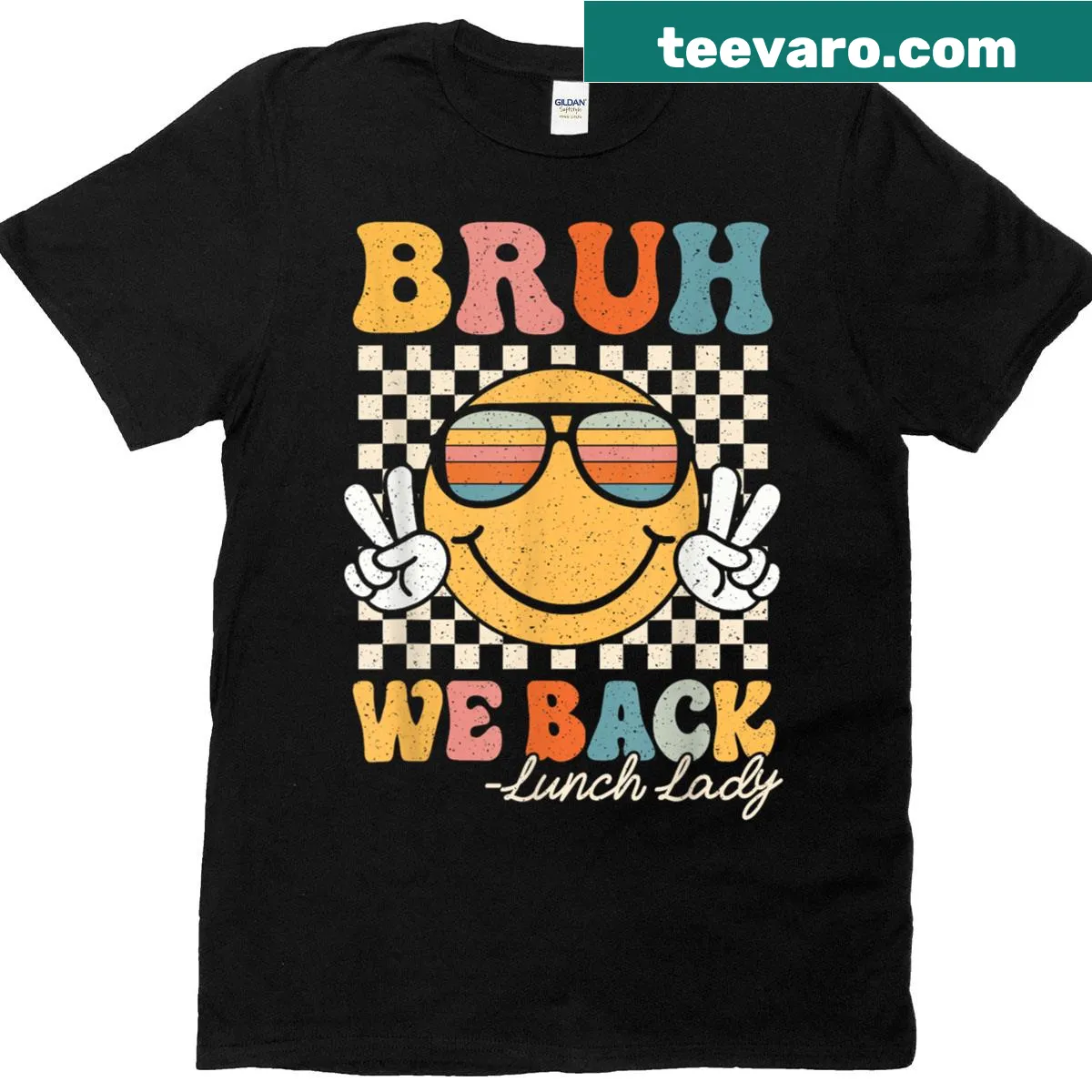 Retro t-shirt with 'Bruh We Back' text for back-to-school — on a men's t-shirt