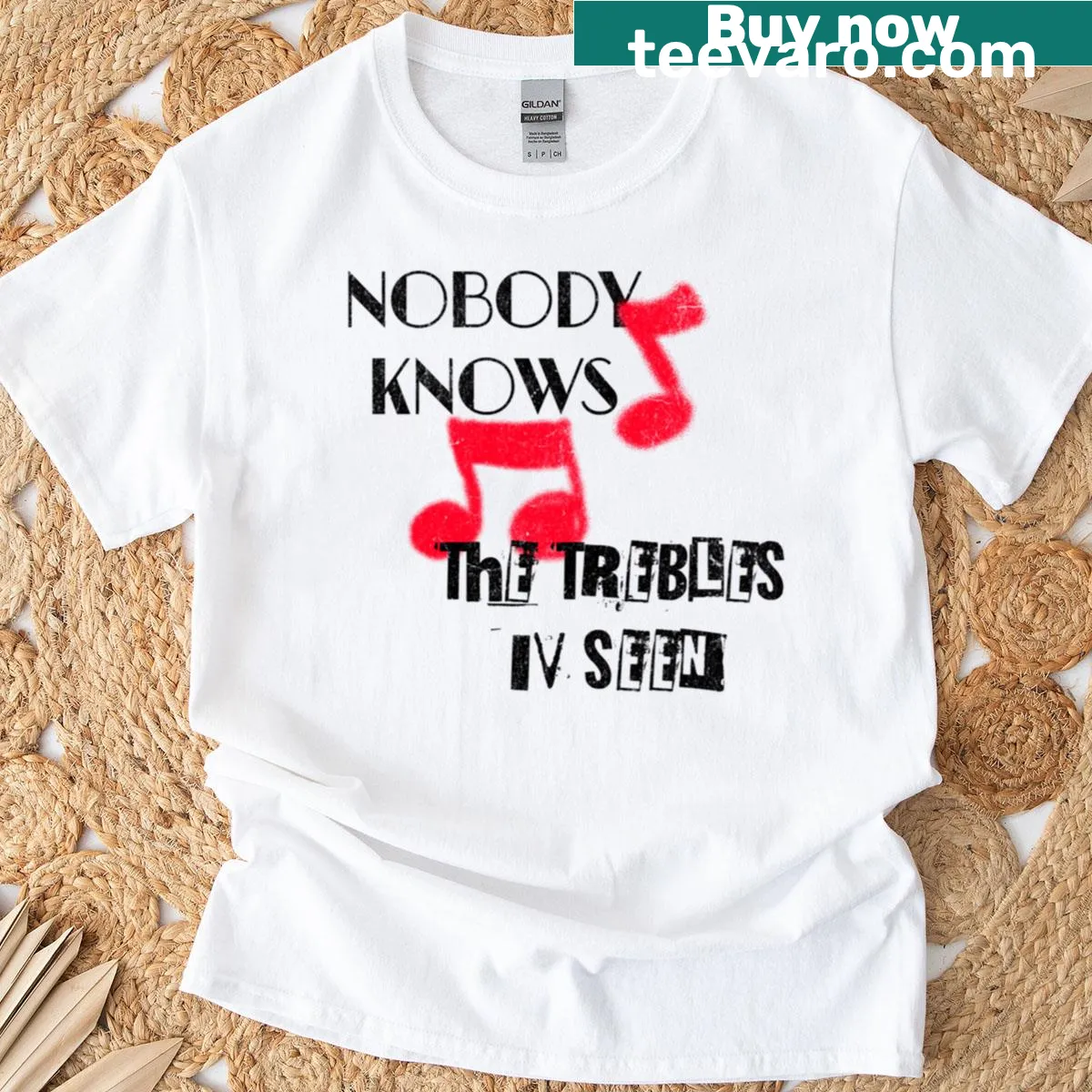 Funny music pun t-shirt with retro typography about treble clefs. — on a men's t-shirt