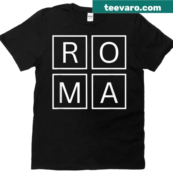 Bold typographic graphic inspired by Rome on a T-shirt