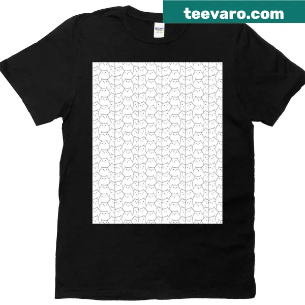 Minimalist line art graphic with round cats design