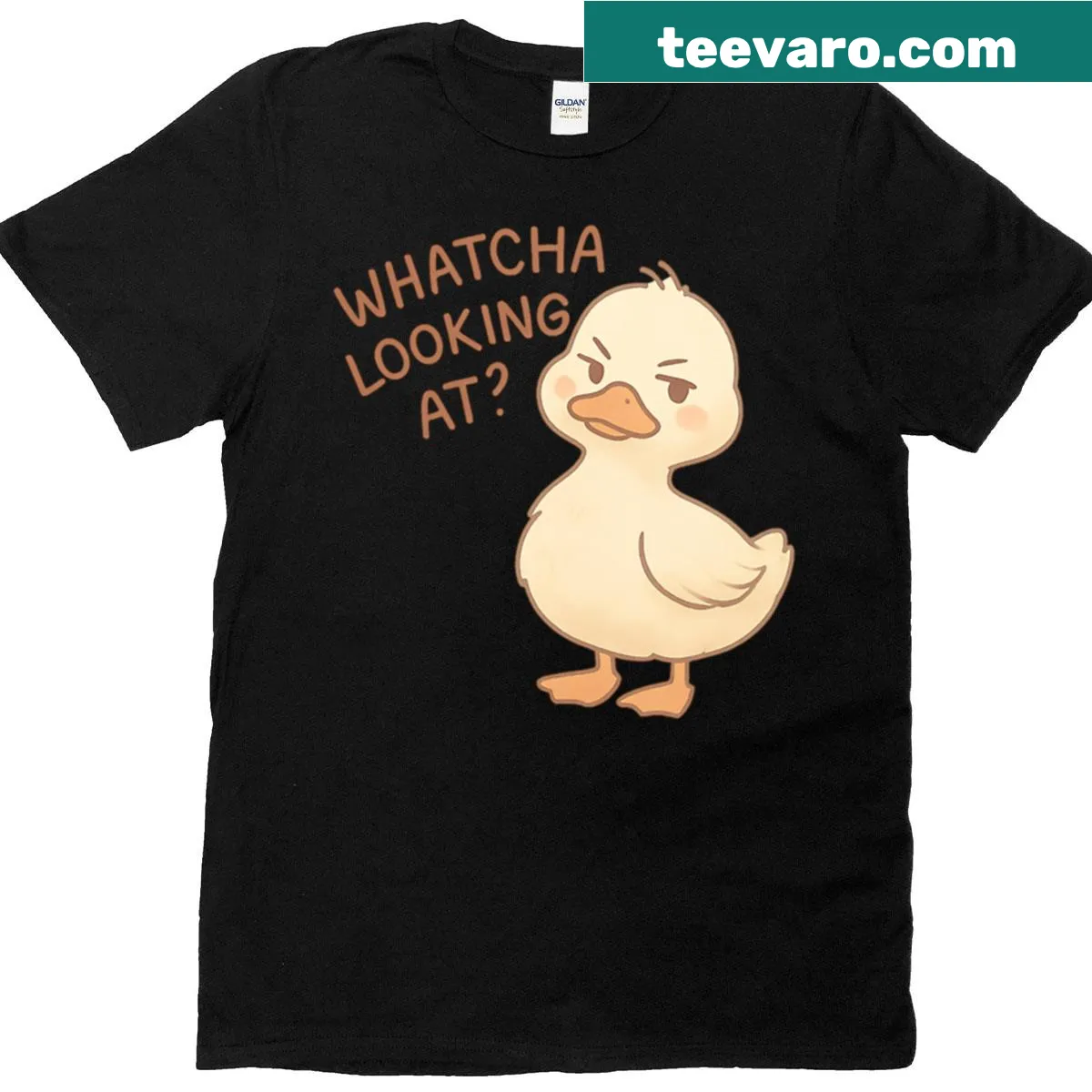 Sassy duck cartoon graphic on a T-shirt — on a men's t-shirt