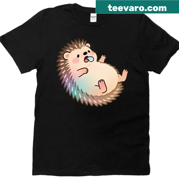T-shirt featuring a cute sleepy hedgehog illustration