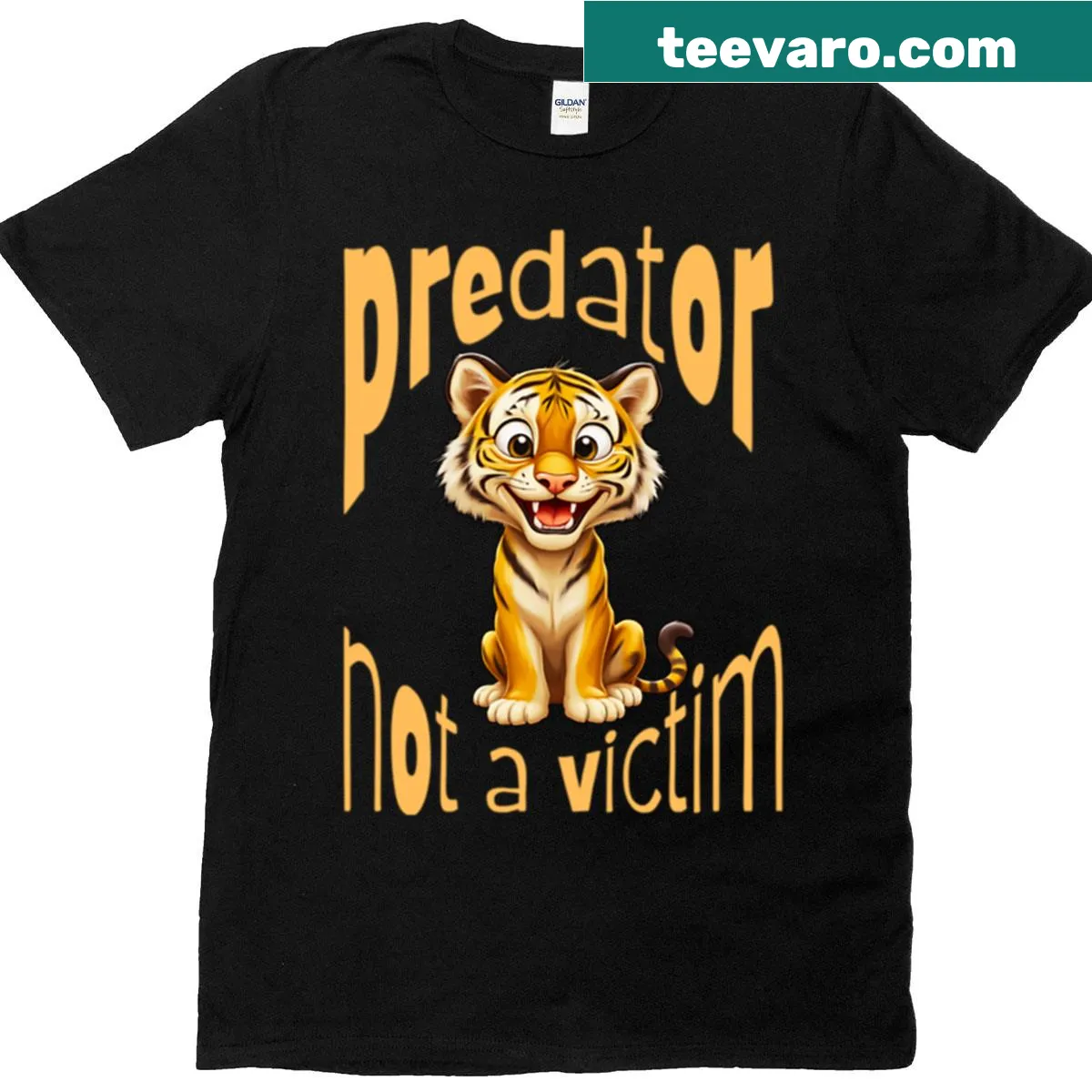 Cartoon tiger graphic T-shirt promoting strength and confidence — on a men's t-shirt
