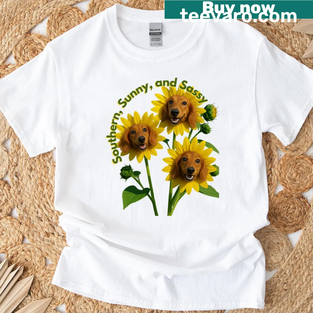 Playful typography on a t-shirt expressing southern sass and sunshine — on a men's t-shirt