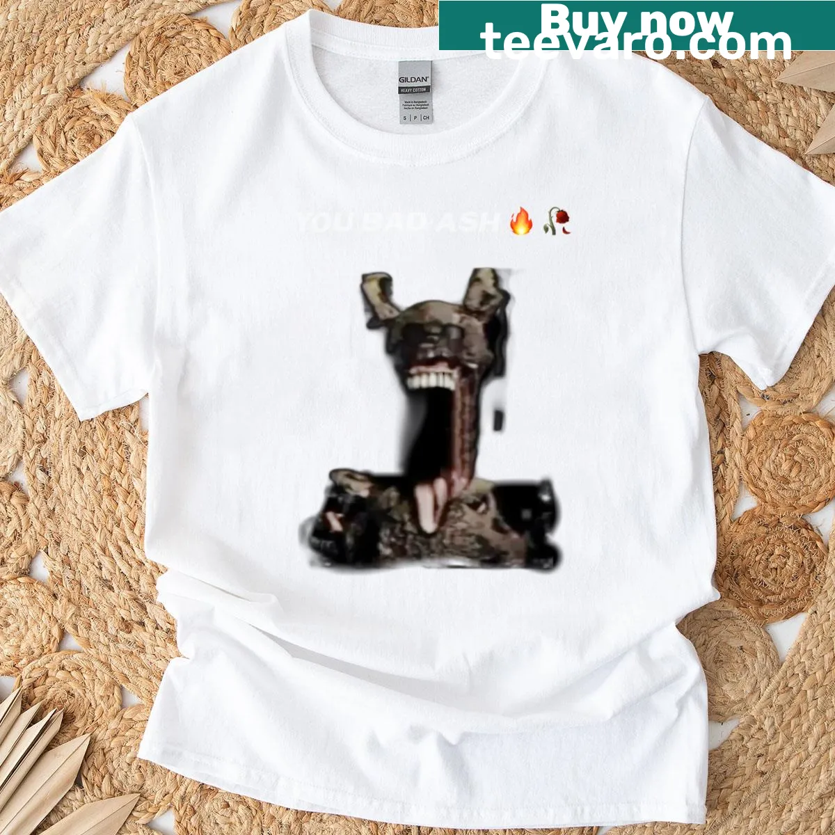 Cartoon illustration of Springtrap on a T-shirt — on a men's t-shirt